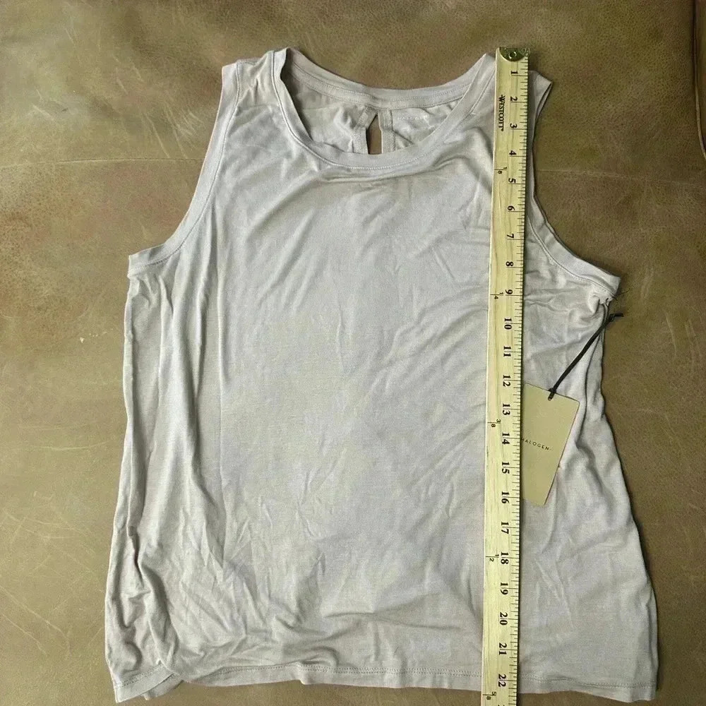 Halogen Crewneck High-Low Tank Dusty Rose Split Back Medium - Picture 4 of 8